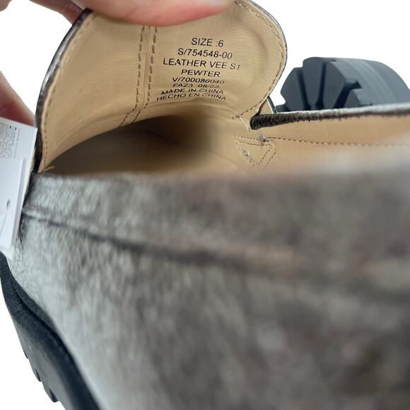 Banana Republic Lug Sole Metallic Loafers Pewter Brown Size 6 - Picture 10 of 11